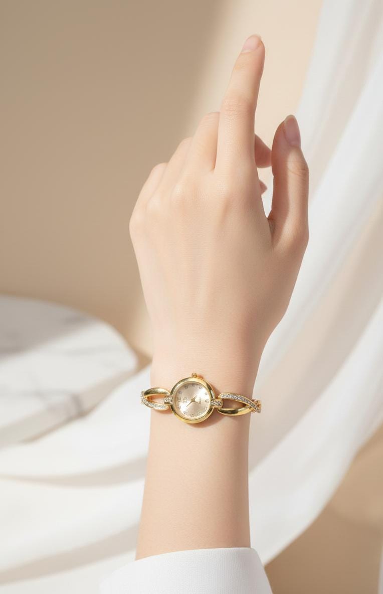✨ Elegant Gold-Tone Women's Bracelet Watch
