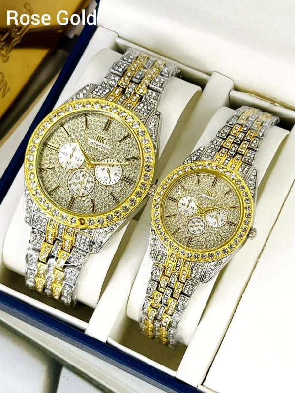 Luxury Diamond-Accented Couple Watch Set